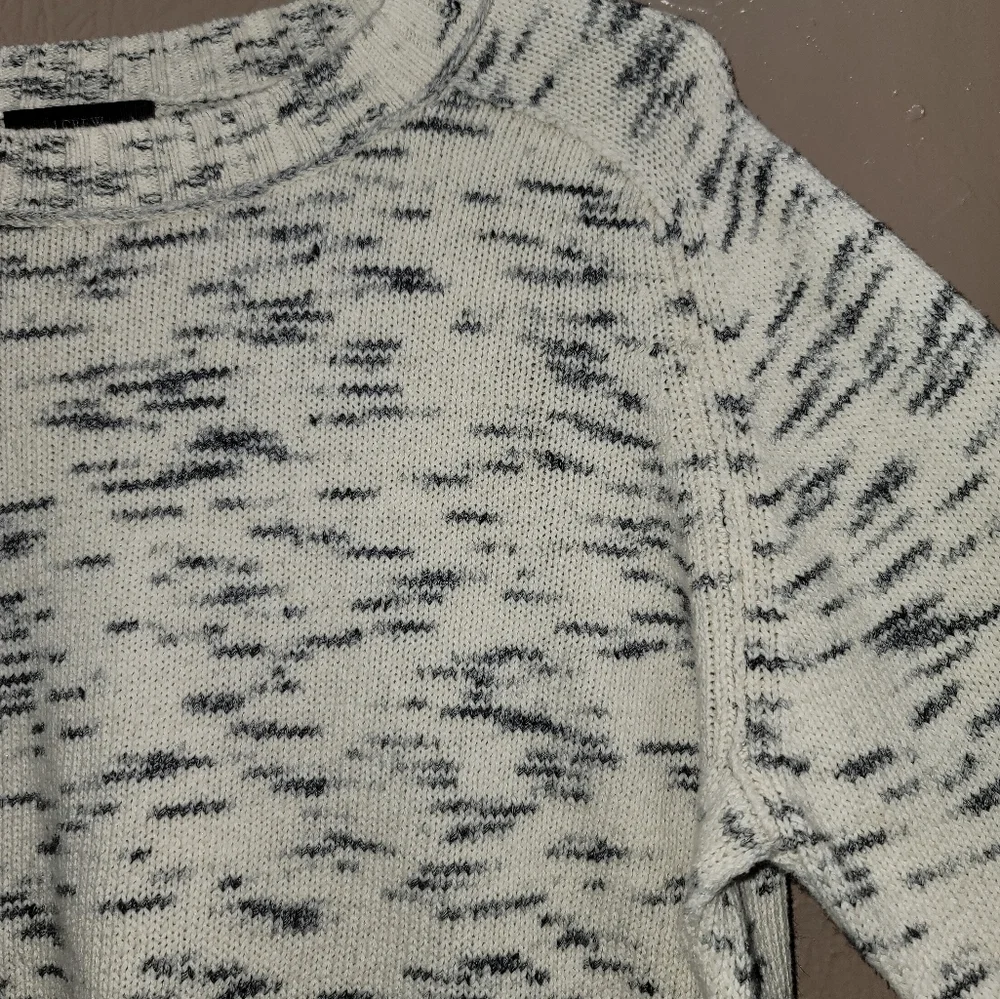 J. Crew Speckled Cotton Sweater Large Ivory Charcoal
